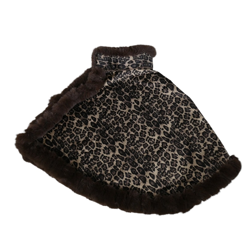 Vince Camuto OS Open Neck Leopard Print Fur Trim Shawl V4642533 – One Size - Picture 7 of 9